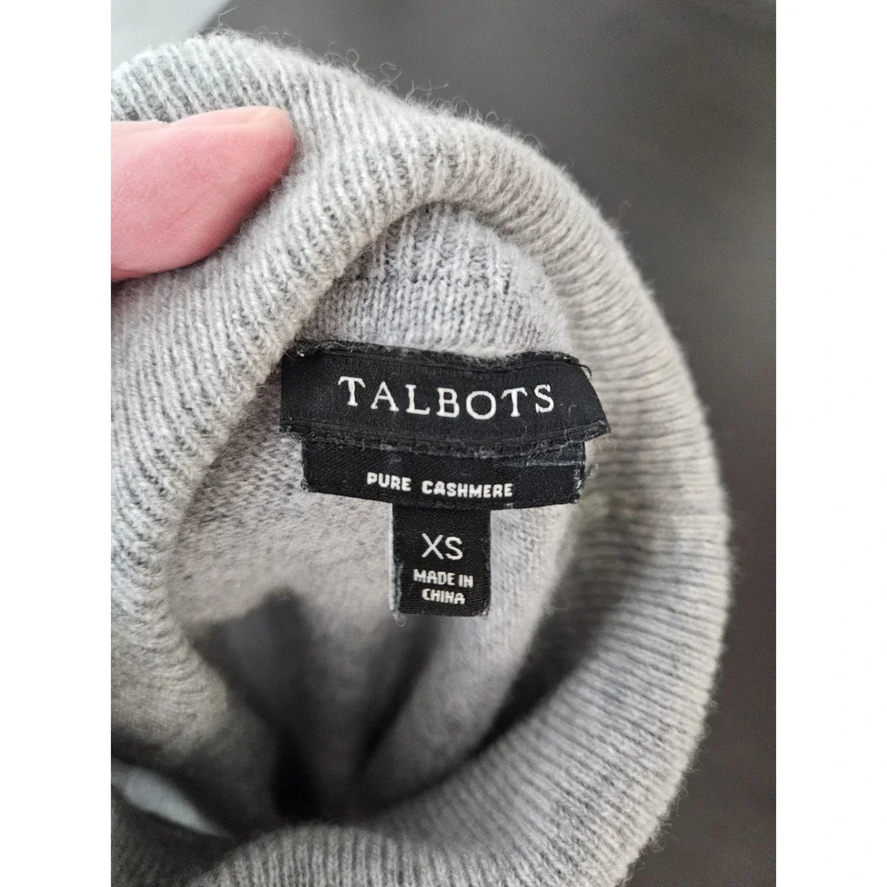 Talbots XS Gray 100%‎ Cashmere Turtleneck Sweater Classic Soft Knit Quiet Luxury